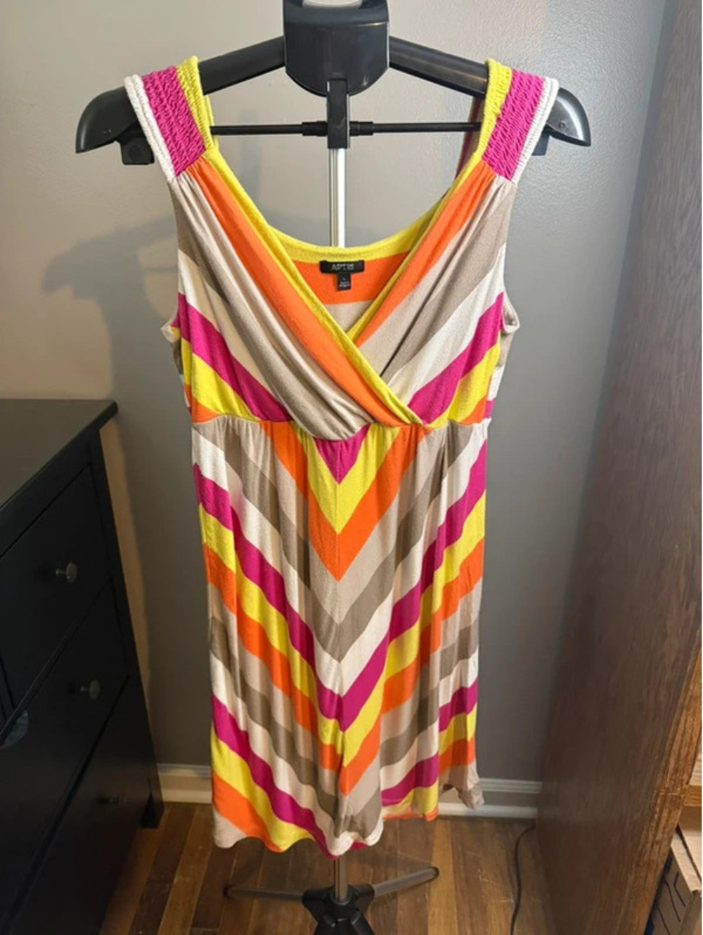 Apt. 9 Large Colorful Chevron Striped Sleeveless Surplice Dress